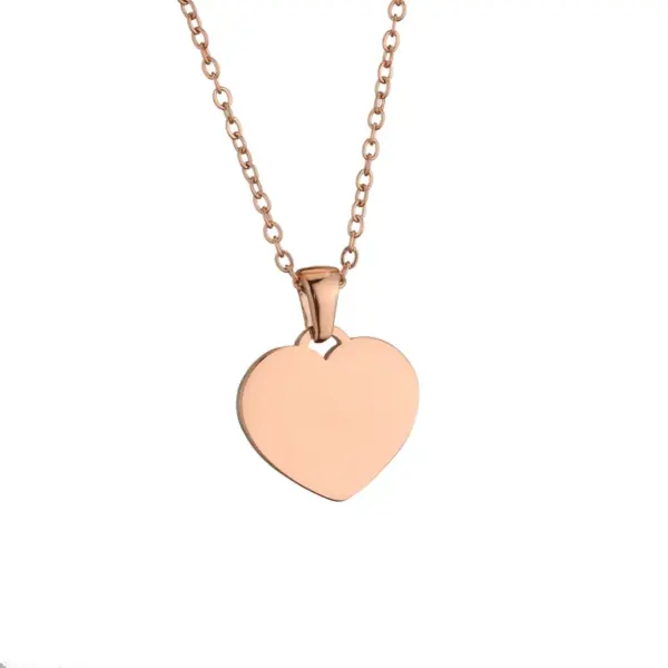 Wholesale Jewelry Vacation Simple Style Heart Shape Titanium Steel Plating Pendant Necklace Cable Chain