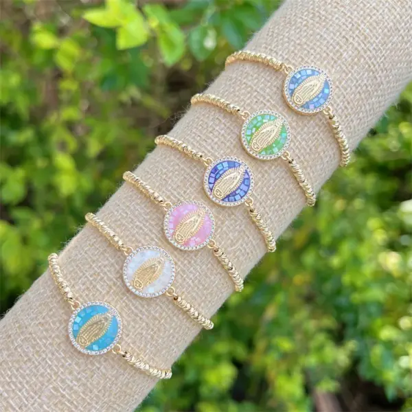 Wholesale Copper 18K Gold Plated Plating Human Virgin Mary Zircon Bracelets