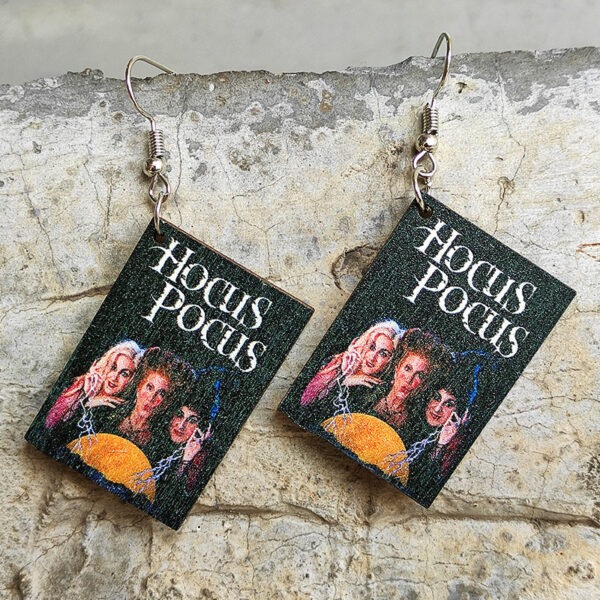 Wholesale Horror Halloween Book Wooden Earrings