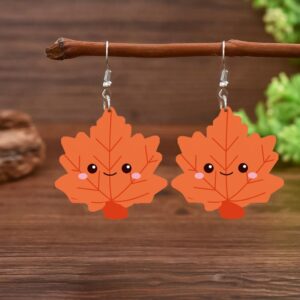 Wholesale Leather Fall Thanksgiving Maple Pumpkin Earrings