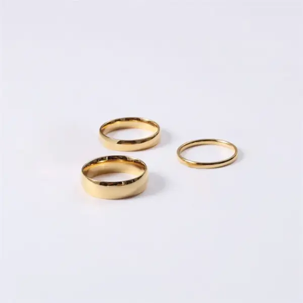 Wholesale PVD Coated 14K Gold Real Gold Plated Geometric Stainless Steel Simple Style Waterproof Non Tarnish Rings