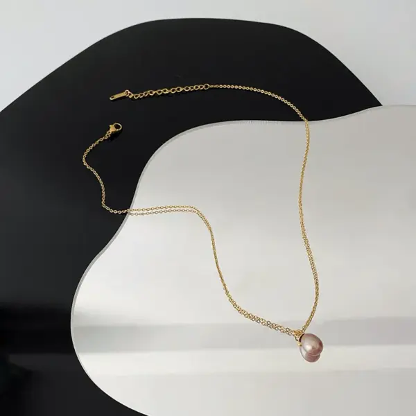 Wholesale Vacuum Plating Real Gold Plated 18K Gold Gold Plating Water Droplets 304 Stainless Steel Elegant Waterproof Non Tarnish Titanium Steel Necklace