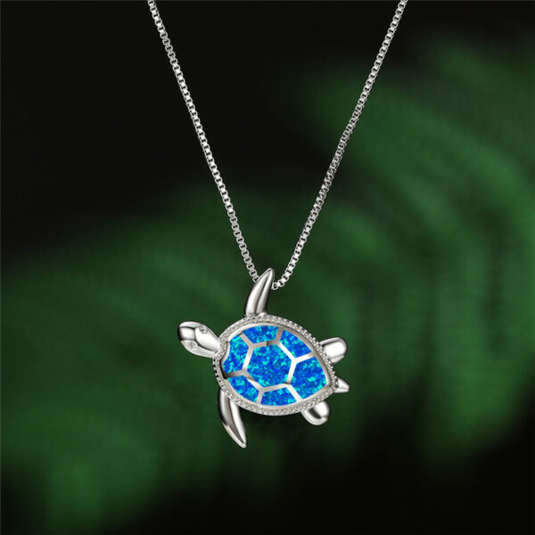 Wholesale Wish Cross-Border E-Commerce New Turtle Pendant Imitation Opal Necklace Fashion Ins Niche Creative Fashion Necklace