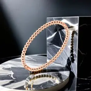 14-B-3 Rose Gold round Beads Bracelet