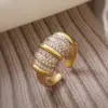 Wholesale Retro Geometric Solid Color Copper Inlay 18K Gold Plated Zircon Open Rings