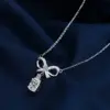 Wholesale Simple Style Shiny Round Water Droplets Bow Knot Copper Plating Inlay Zircon Silver Plated Pendant Necklace Necklace Pendant