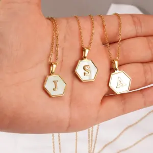 Wholesale Jewelry Fashion Hexagon 304 Stainless Steel Shell 18K Gold Plated Plating Stainless Steel Necklaces