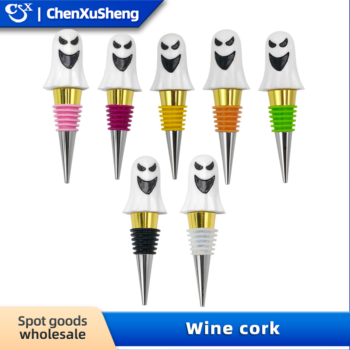 Wholesale Ghost-style two-tone electroplated wine stopper