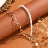 oly-212e8be105460024616fd34b86eccc1d Wholesale jewelry fashion long round bead chain stacked wearing necklace retro style personality pearl otbuckle necklace