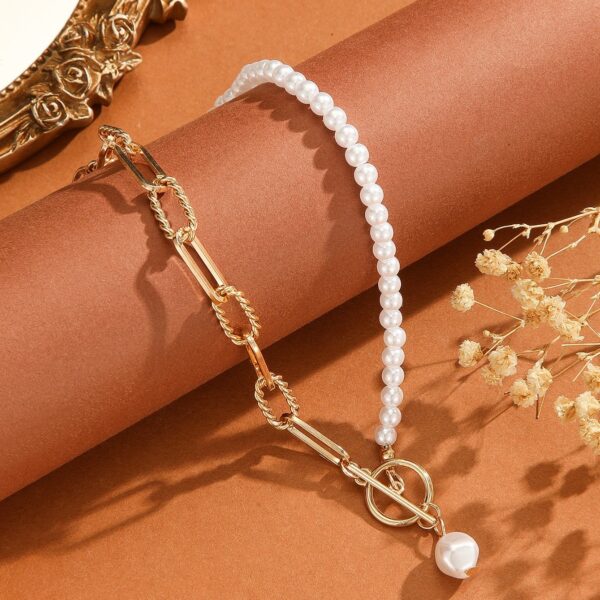 oly-212e8be105460024616fd34b86eccc1d Wholesale jewelry fashion long round bead chain stacked wearing necklace retro style personality pearl otbuckle necklace