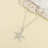 Wholesale PVD Coated 18K Gold Plated Starfish 304 Stainless Steel Romantic Shiny Waterproof Non Tarnish 304 Stainless Steel Pendant Necklace