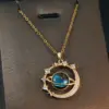 Wholesale Copper Titanium Steel Simple Style Plating Inlay Planet Zircon Pendant Necklace