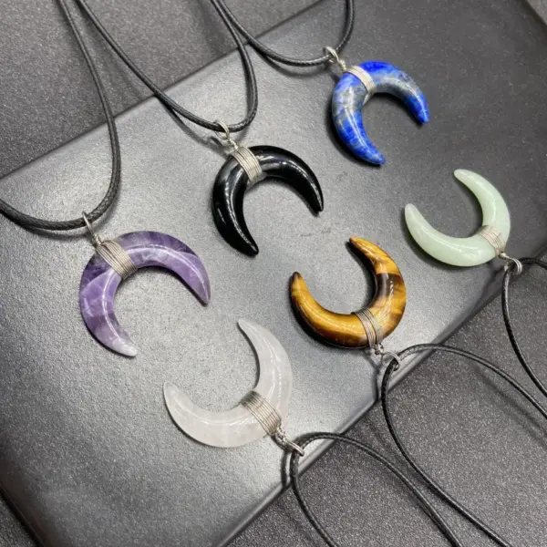 Wholesale Fashion Moon Crystal Polishing Pendant Necklace 1 Piece