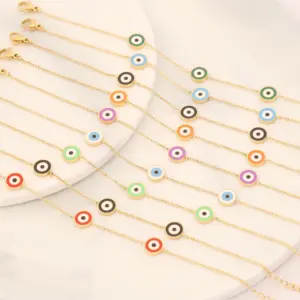 Wholesale PVD Coated 18K Gold Real Gold Plated Eye Stainless Steel INS Style Waterproof Non Tarnish 304 Stainless Steel Bracelets