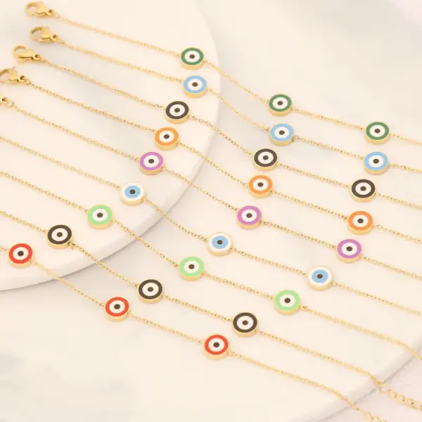 Wholesale PVD Coated 18K Gold Real Gold Plated Eye Stainless Steel INS Style Waterproof Non Tarnish 304 Stainless Steel Bracelets