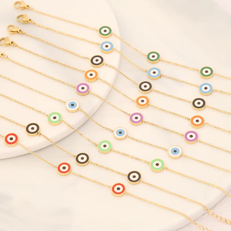 Wholesale PVD Coated 18K Gold Real Gold Plated Eye Stainless Steel INS Style Waterproof Non Tarnish 304 Stainless Steel Bracelets