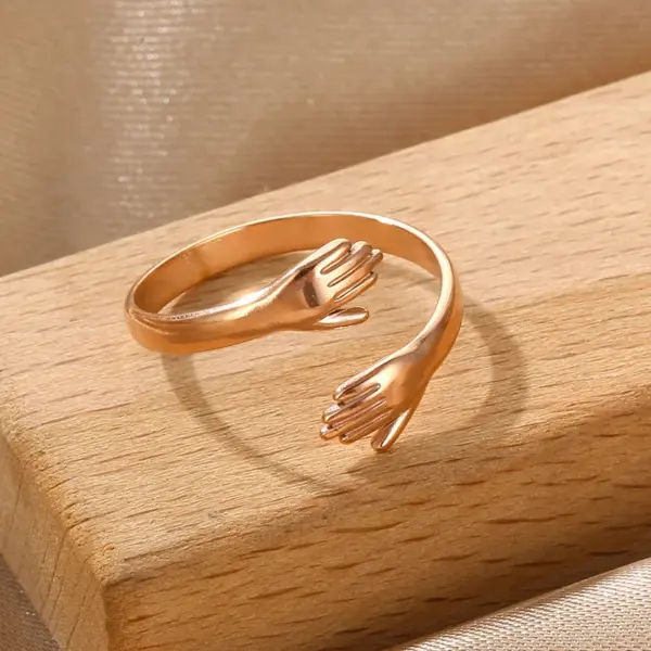Wholesale 304 Stainless Steel Stainless Steel Multicolor Solid Color PVD Coated 18K Gold Plated Retro Plating Rose Gold Gold Silver Adjustable Ring Rings