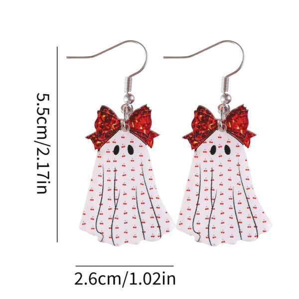 Wholesale Gothic Halloween Leopard Print Bow Cherry Blossom Acrylic Earrings