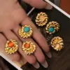 Wholesale Style Women's 316 Stainless Steel Bowknot Flower Colorful Geometric Spiral Pearl Inlaid 18K Gold Plated Vacuum Electroplating Furnace Baking Series Earrings