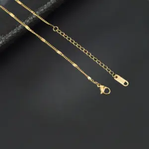1.5mm Golden Flattening Interval Curb Necklace / 55 5cm Extension Chain