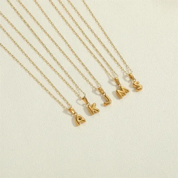 PVD Coated Letter 304 Stainless Steel Simple Style Waterproof Non Tarnish 304 Stainless Steel Pendant Necklace