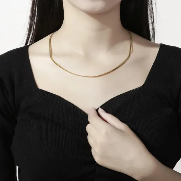 PVD Coated 18K Gold Plated Geometric Titanium Steel Fashion Waterproof Non Tarnish Necklace