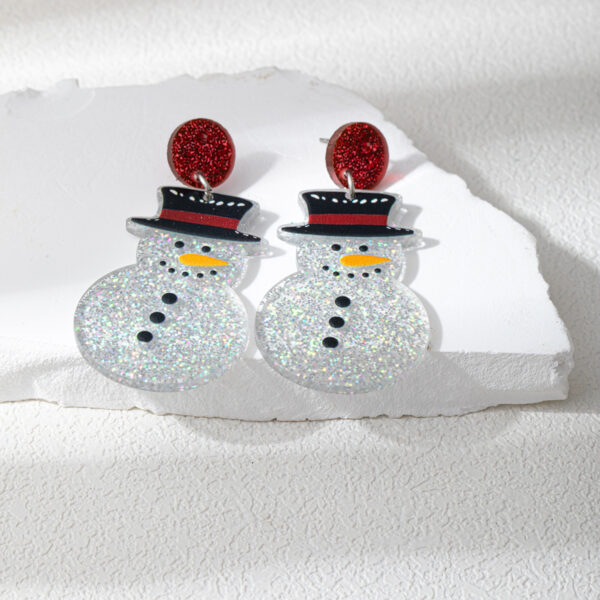 oly-2150c1f952de5763627cfb701e71f15e Wholesale Fine Flash Cartoon Cute Christmas Snowman Acrylic Earrings Fun Creative
