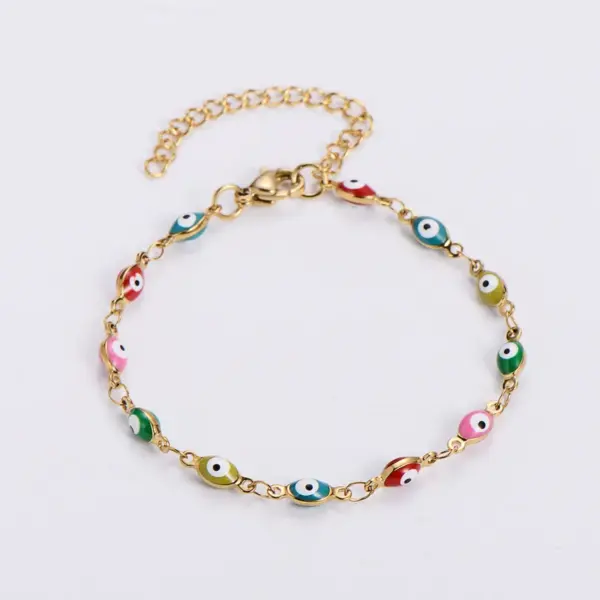 Wholesale PVD Coated 18K Gold Plated Eye 304 Stainless Steel Ethnic Style Waterproof Non Tarnish 304 Stainless Steel Bracelets