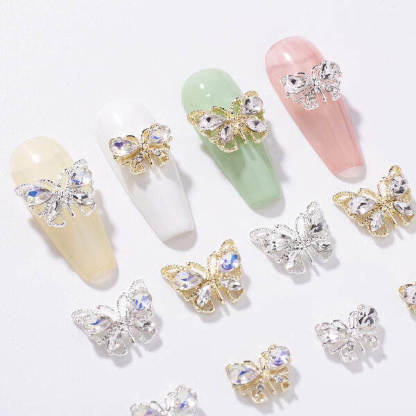 Wholesale Hollow nail art alloy small butterfly jewelry three-dimensional nail nail art accessories wholesale shaped diamond nail art butterfly jewelry