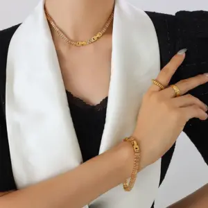 P1068-champagne Zircon Necklace Extended-39cm