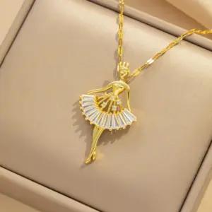8838 Gold Dancing Girl Necklace