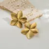 1 Pair Ig Style Retro Leaves Flower Plating Stainless Steel 18k Gold Plated Drop Earrings