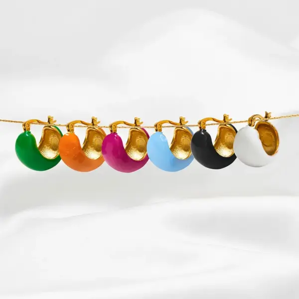 Wholesale PVD Coated Real Gold Plated 16K Gold White Gold Plated Gold Plating Color Block 304 Stainless Steel Simple Style Waterproof Non Tarnish Ear Studs