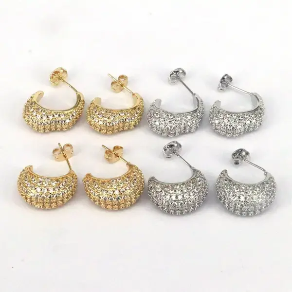 Wholesale 1 Pair Ig Style Simple Style Moon Plating Inlay Copper Artificial Rhinestones Gold Plated Ear Studs