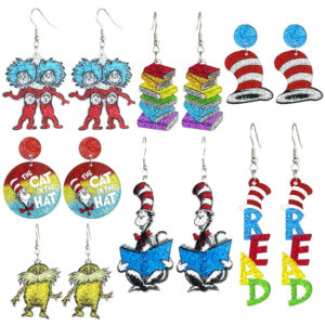 Wholesale teacher reading atmosphere earrings shiny bright cute acrylic earrings