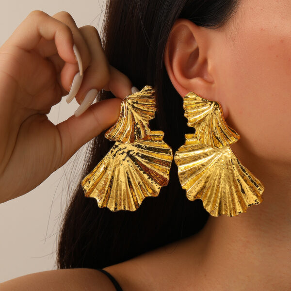 Wholesale Glossy Earrings Punk Style Ginkgo Leaf Earrings Earrings European and American Trendy Earrings Accessible Luxury High-End Earrings Earrings