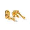 Wholesale 304 Stainless Steel Irregular PVD Coated 18K Gold Plated IG Style Asymmetrical Plating Gold Ear Studs
