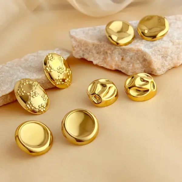 Wholesale PVD Coated Real Gold Plated 18K Gold Geometric 304 Stainless Steel Elegant Luxurious Simple Style Waterproof Non Tarnish Ear Studs