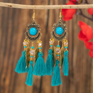 Blue tassel earrings