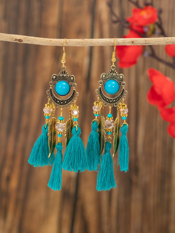 Wholesale Ethnic style retro long tassel earrings ear hook bohemian Yunnan travel photography performance decorations