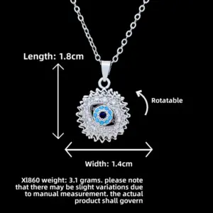 XL860 Rotating Sun Eye Necklace / Silver