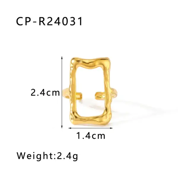 Wholesale Jewelry Casual Simple Style Star Moon Rectangle 304 Stainless Steel 18K Gold Plated Hollow Out Open Rings