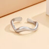 Wholesale Cross-border irregular curved wave plain ring ring women's opening titanium steel adjustable simple ins ring jewelry