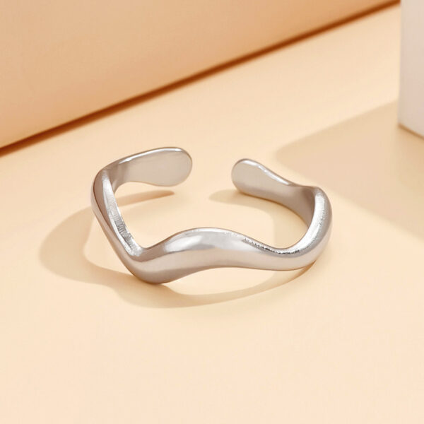 Wholesale Cross-border irregular curved wave plain ring ring women's opening titanium steel adjustable simple ins ring jewelry