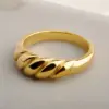 PVD Coated Real Gold Plated Waves Stainless Steel Simple Style Waterproof Non Tarnish Rings