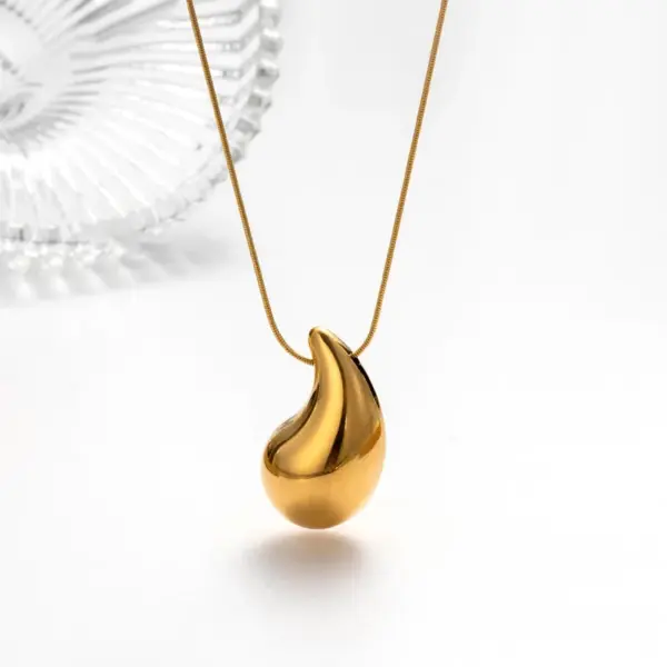 Wholesale PVD Coated Water Droplets 304 Stainless Steel French Style Simple Style Korean Style Waterproof Non Tarnish Earrings Necklace