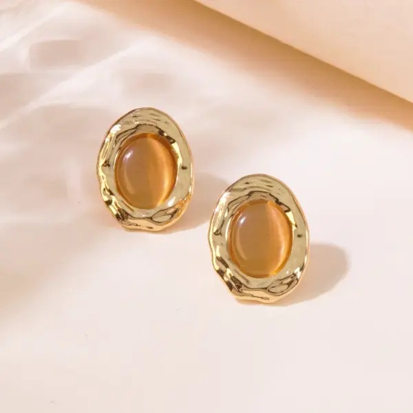 304 Stainless Steel Plastic Geometric Electroplating Imitation Gold Fairy Style Vintage Style Tropical Ear Studs