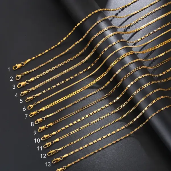 202 Stainless Steel Solid Color Electroplating 14K Gold Plated 18K Gold Plated Vintage Style Waterproof Non Tarnish Plating Gold Pendant Necklace