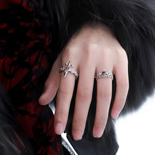Wholesale Gothic Dark Style Rose Cross Love Ring Women's Niche Design Cold Style Open Ring Couple Ring
