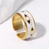 Wholesale PVD Coated Real Gold Plated 18K Gold Eye 304 Stainless Steel Punk Waterproof Non Tarnish Open Rings